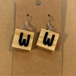 ☀️3/$12☀️ Letter “W” Wood Tile Earrings with Hypoallergenic Hooks